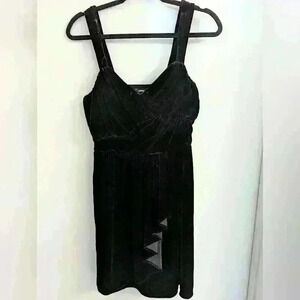 Express Black Velvet Faux Wrap Mini Dress Size 10